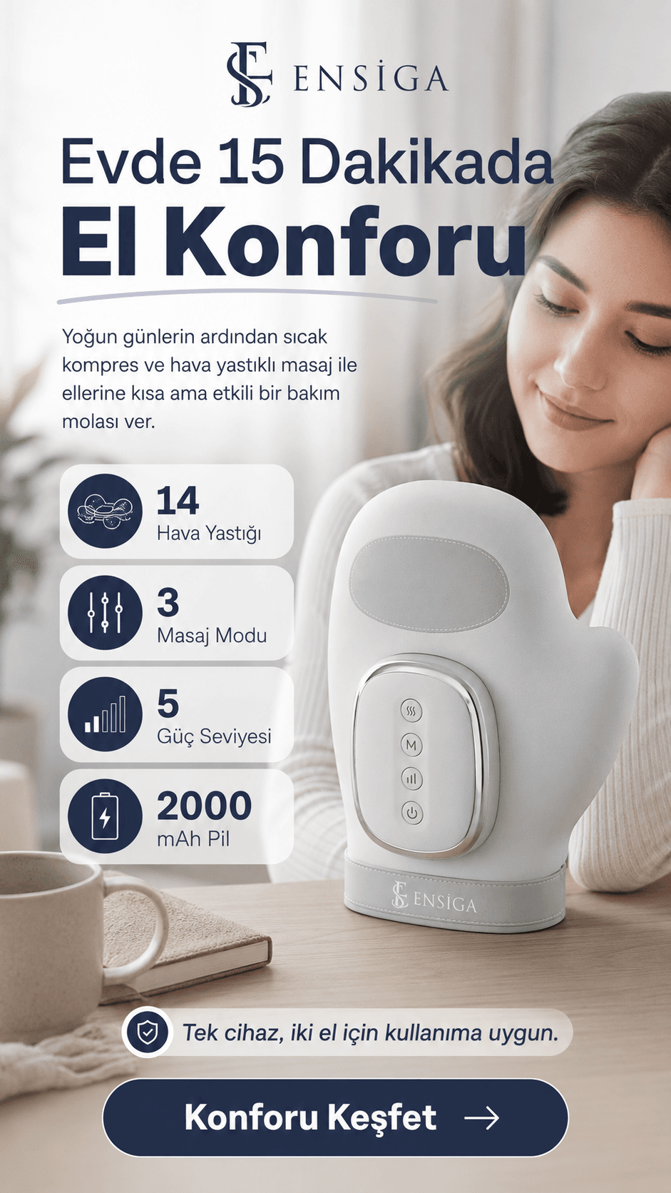 Elektrikli el masaj aleti için hazırlanan reklam kreatifi