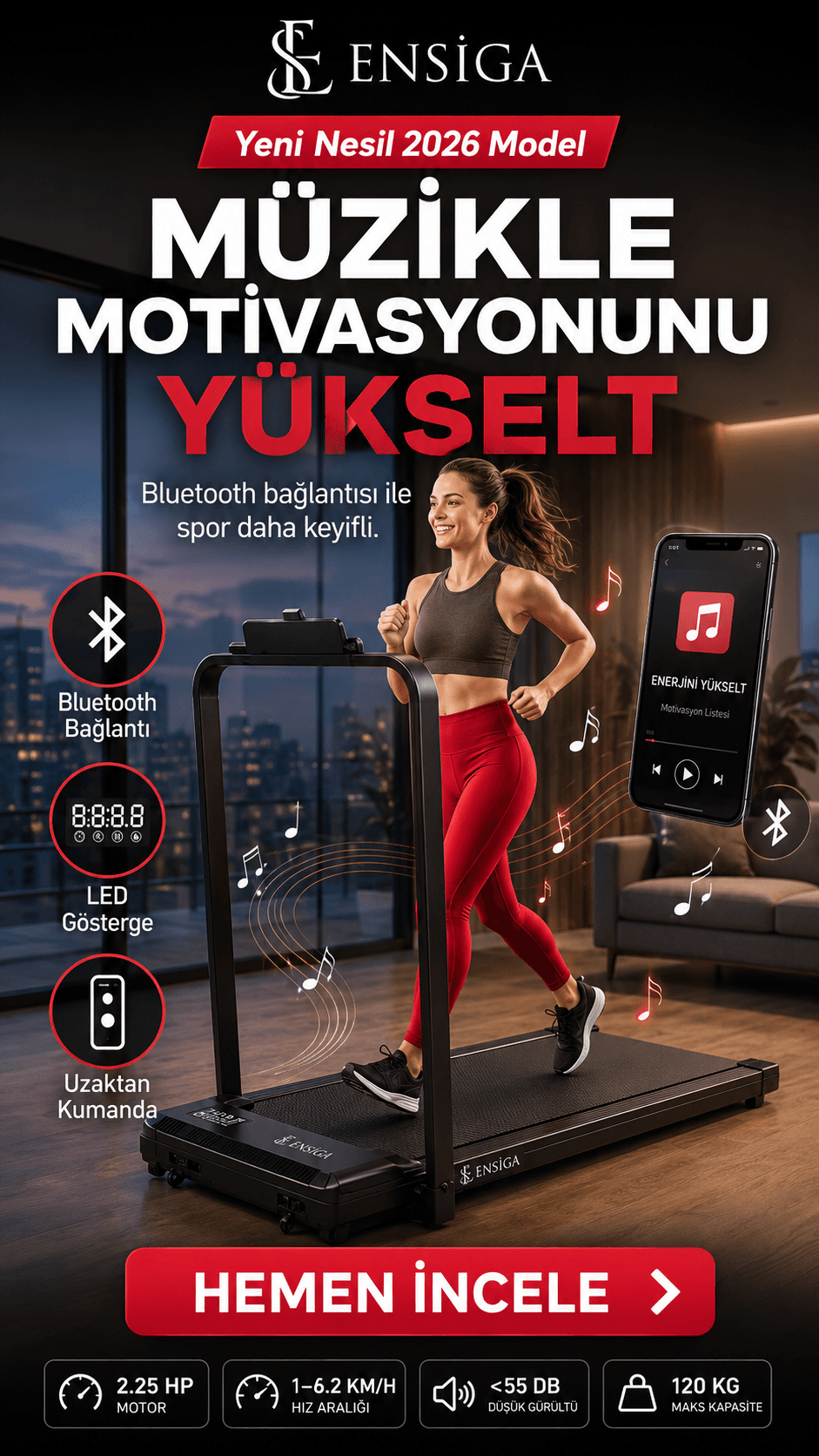 Koşu bandı için hazırlanan reklam kreatifi