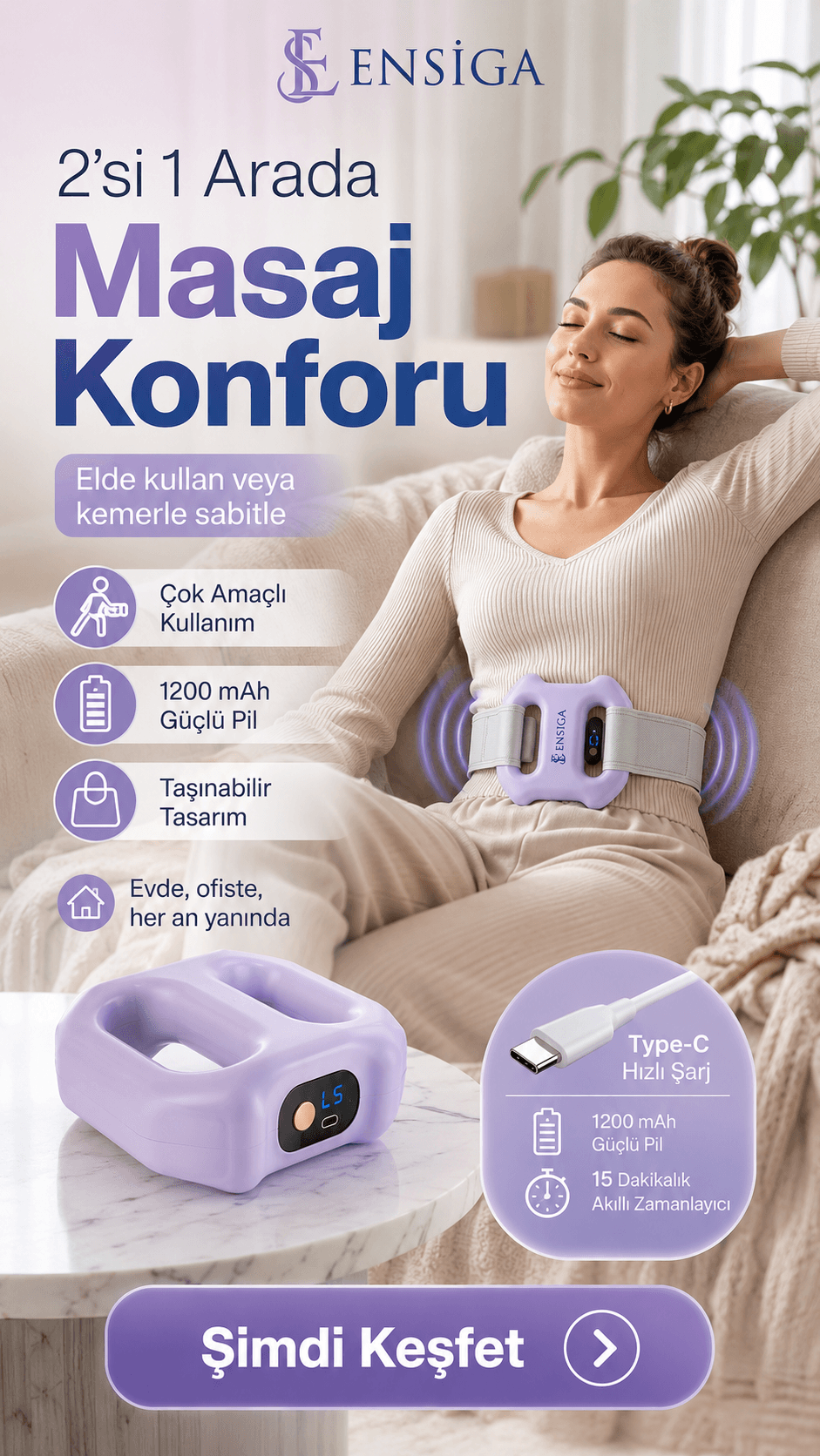 Akıllı masaj kemeri için hazırlanan reklam kreatifi